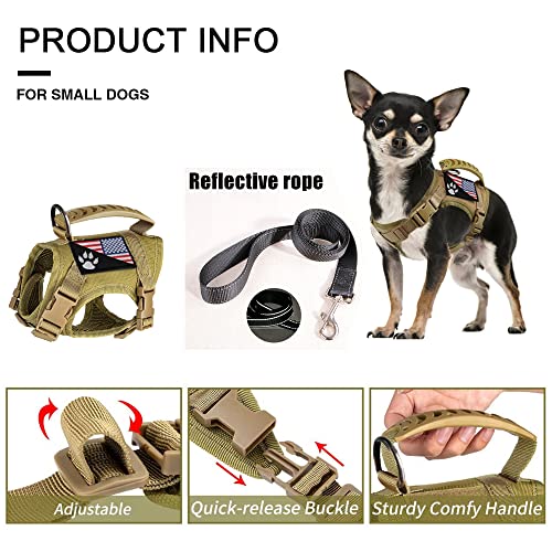 Tactical Dog Harness with Leash Tactical Puppy Vest with Rubber Handle K9 Military Adjustable Pet Harness for Outdoor Trai...
