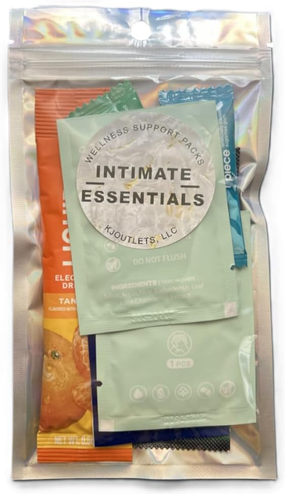 Intimate Essentials Travel Kit, Wellness Support Pack with Personal Care Items, 8 Pieces