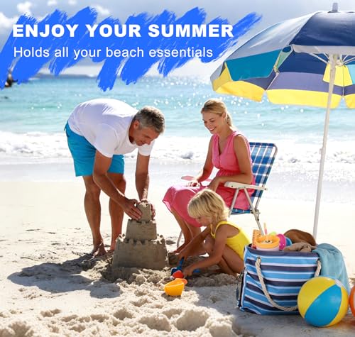 CaCTOUR Beach Bags for Women,Large Beach Bag Waterproof Sandproof with Zipper Pocket,Travel Tote Bag,Swim Pool Bag for Family