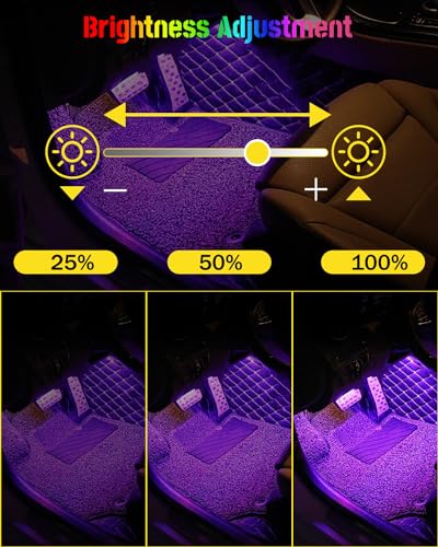 Car LED Interior Lights，RGB Decorative Mood Lighting for Car Foot Ambient Lighting ，APP Control Music Sound-Activated Car ...