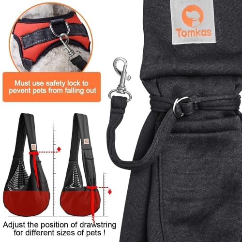 Tomkas Small Dog Sling Carrier - Classic Pocket & Classic Strap - Wrap Carrier - for 3-10 lbs Pets(Black)
