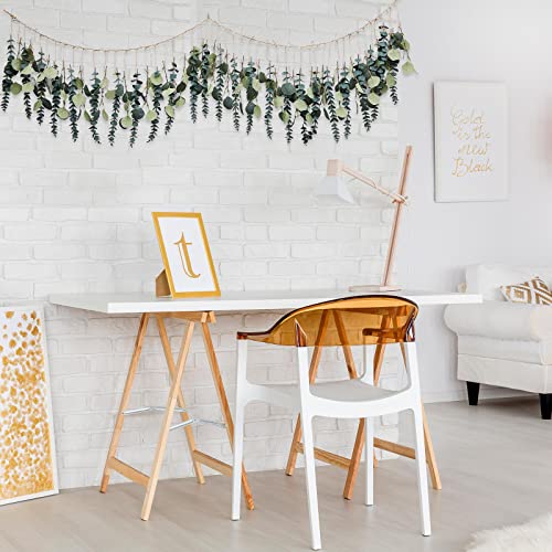 Juexica Artificial Hanging Eucalyptus Wall Decor Boho Bedroom Wall Decor with LED String Light for Home Office Farmhouse N...