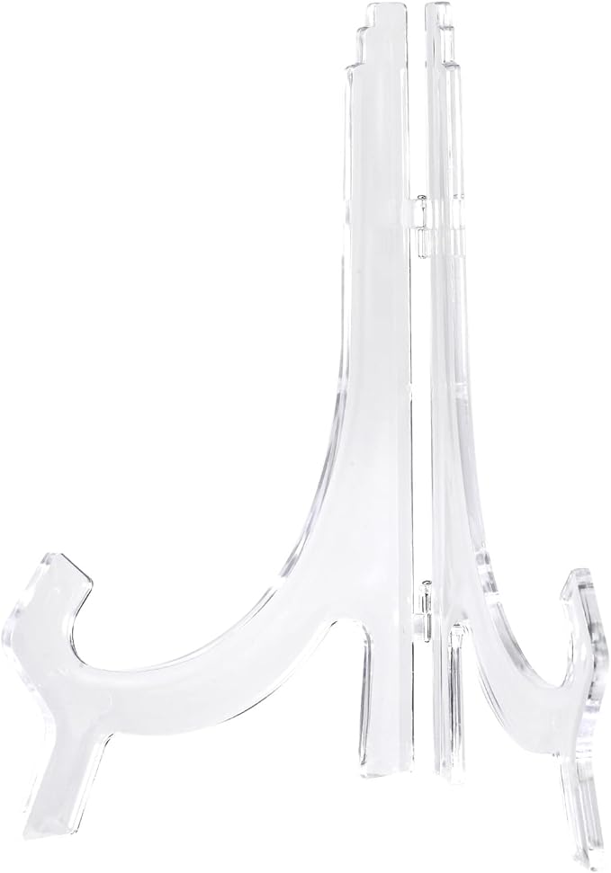 uxcell 2pcs 9.8" Acrylic Easel Stand, Folding Display Plate Holder Clear for Decorative Picture Frame