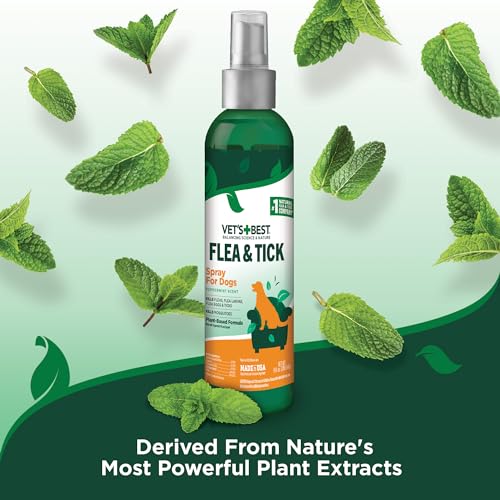 Vet's Best Natural Flea and Tick Spray for Dogs – Plant-Based Flea Repellent with Certified Essential Oils – Natural Pest ...