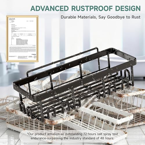 Veken Shower Caddy 6-Pack, Advanced Rustproof Design, No Drilling Adhesive Shelves, Rack with Soap Holder, Large Capacity ...