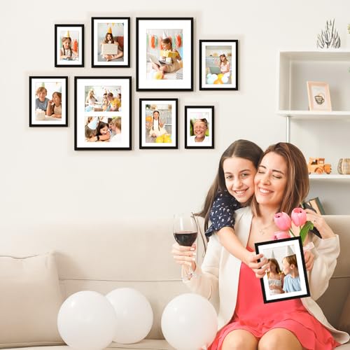 SYNTRIFIC 4x6 Picture Frame Set of 2,Display Pictures 3x5 with Mat or 4x6 Without Mat,Photo Frame for Wall Mounting or Tab...