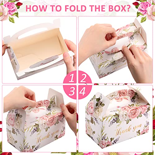 Xinnun 50 Pcs Thank You Treat Boxes Thanksgiving Floral Gift Box Wedding Party Favors Boxes Employee Appreciation Gifts Bo...
