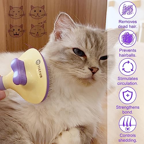 Cat Brush for Grooming and Shedding, Self-Cleaning Silicone Brush for Short and Long Haired Cats, Cat Gifts for Pet Lovers...