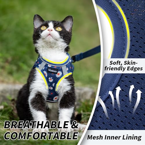 Arblina Soft Mesh Cat Harness and Leash Set for Walking,Escape Proof No Choke Step in Kitten Vest Harness,Reflective Ajust...