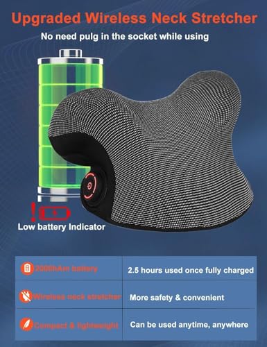 Wireless Heated Neck Stretcher for Pain Relief, Portable Cordless Neck Shoulder Cervical Traction Device with Graphene Hea...