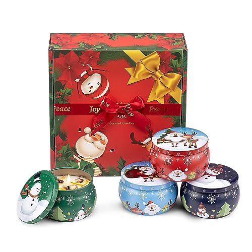 Christmas Scented Candles Gifts for Women 4 Pack, 4.4 oz Soy Aromatherapy Candles for Home Scented Decoration, Long Lastin...