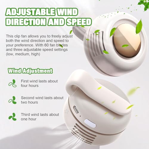 Wshxjzyay Portable Silent Mini Bladeless Fan Clip on, Portable Silent Mini Bladeless Electric Fan, For Outdoor & Travel & ...