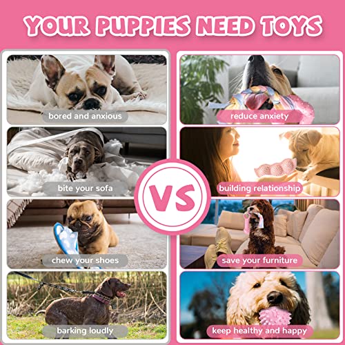 ABRRLO 6 Pack Puppy Teething Toys Cute Pink Puppy Chew Toys for Teething Small Breed Dog Chew Toy Interactive Pet Toy Set ...