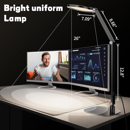 LitONES LED Desk Lamp for Home Office – Professional Eye-Caring Soft Diffused Light, Dimmable Desk Lamp with Adjustable Me...