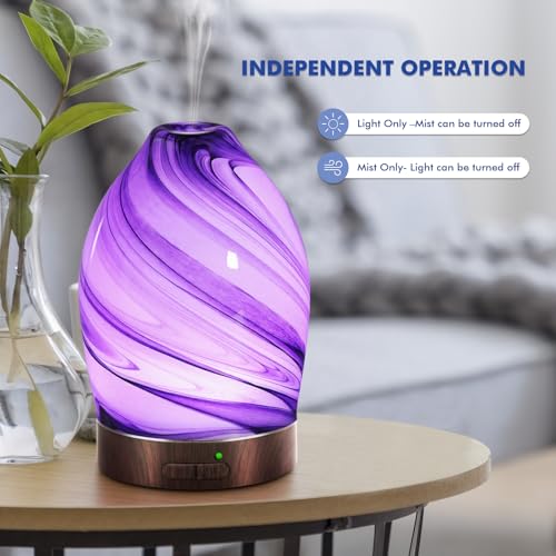 Essential Oil Diffuser Aromatherapy Diffuser -150ml Art Glass Aroma Diffuser for Home Ultrasonic Diffuser with Auto Shut-O...