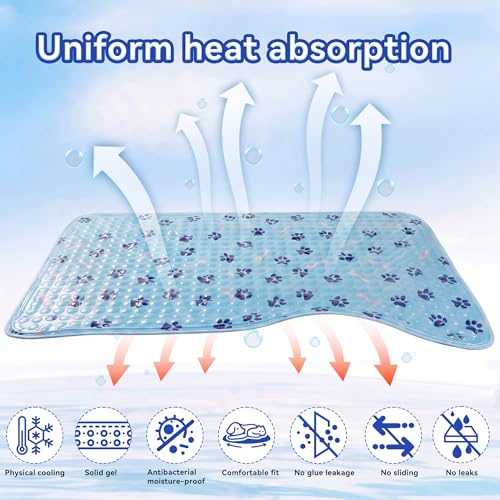 Pet Cooling Gel Pad with Patent Technology, 20in Dog Cooling Mat for Summer, Self-Cooling Mat for Medium/Small Dogs, Non-S...