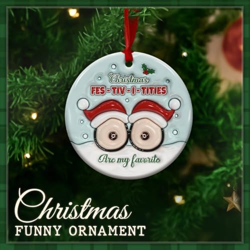 CHOANG Funny Christmas Ornament 2026 - Humorous Ceramic Tree Decoration with 3D Printed Effect - White Elephant Gift Idea ...