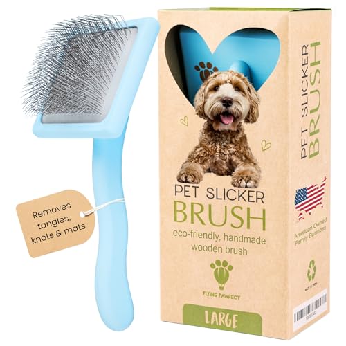 Flying Pawfect Dog Slicker Brush for Grooming Pet Hair - Best For Poodle & Golden Doodle - Long Haired Brush For Dogs - Go...