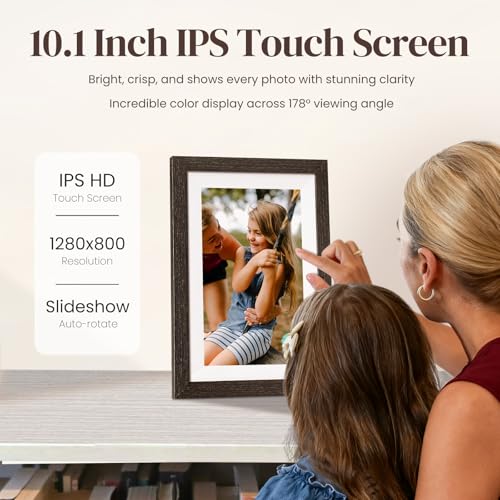 BIHIWOIA 10.1'' Frameo Digital Picture Frame, 32GB WiFi Digital Photo Frame, 1280x800 IPS Touch Screen, Auto-Rotate, Slide...