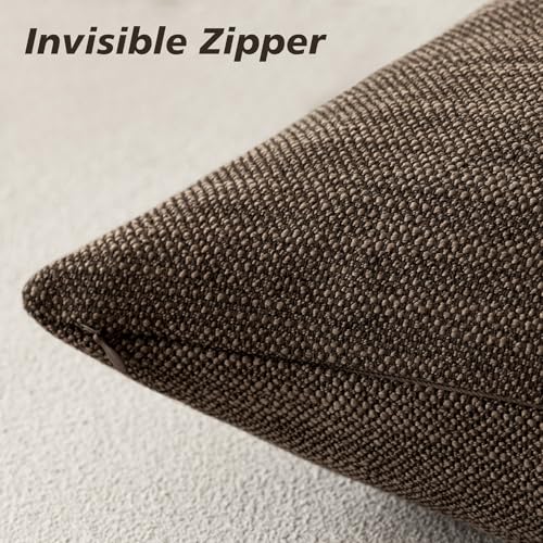 Foindtower Set of 2 Decorative Textured Burlap Linen Throw Pillow Covers Farmhouse Boho Cushion Cover Solid Accent Pillowc...