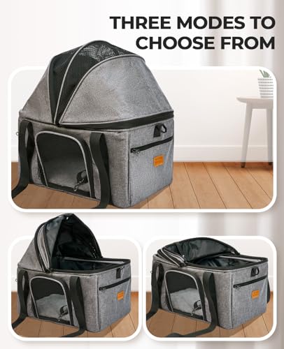 BurgeonNest Top-Expandable Large Cat Carrier, Soft Sided Cat Bag Carrier for Medium Large Pet Up to 15 lbs, Upgraded Small...