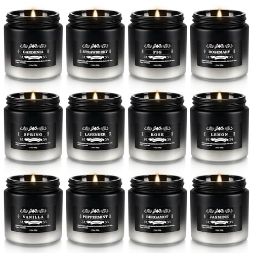 12 Pack Men's Scented Candles in Jar - 3.5oz Each, 150+ Hours Long Lasting, Soy Blend Wax Aromatherapy Candle Gifts Set fo...