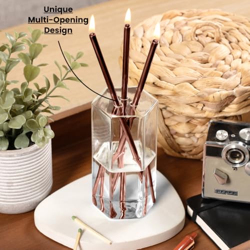Craftmont Refillable Candle Set - Unscented Paraffin Oil Candles Set with Metal Candlesticks, Glass Vase & Steel Funnel - ...