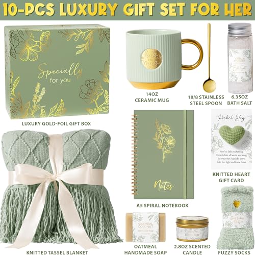 Self Care Gifts for Women Get Well Soon Gift Baskets, Mothers Day Birthday Gifts for Women Spa Care Package, Sympathy Insp...