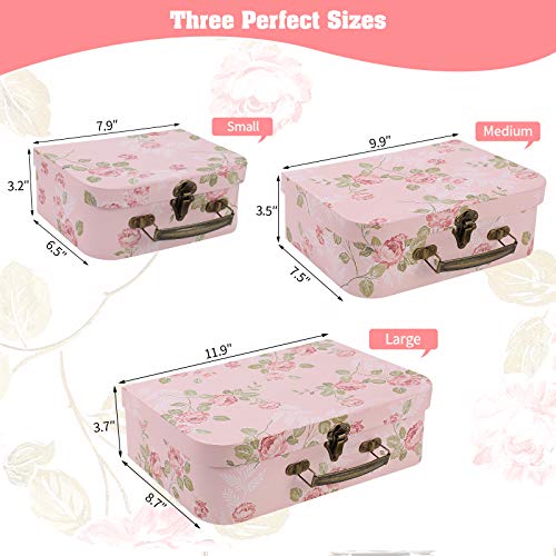Anndason Set of 3 Paperboard Suitcases Storage Box Storage Gift Boxes With Lids for Photo Storage Home Decoration, Weddin...