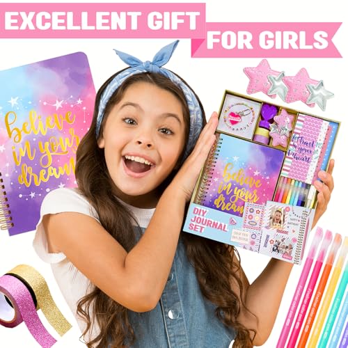 Nollh DIY Journal Kit for Girls - 26PCS Teen Tween Girl Gifts Trendy Stuff, Stocking Stuffers, Scrapbook Supplies Statione...