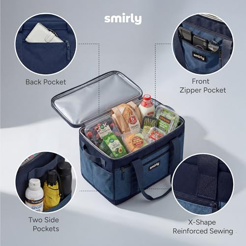 SMIRLY Cooler Bags Insulated – Collapsible Cooler, Portable Leakproof and Soft Sided - Large Foldable Ice Chest for Campin...