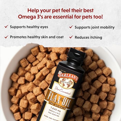 Barlean's Flaxseed Oil for Animals, Pet Essential Liquid Omega 3 Fatty Acids Cat and Dog Oil Supplements for Skin and Coa...