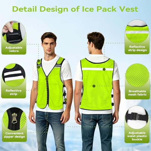 KkaFFe Cooling Vest for Hot Weather, Adjustable Cooling Jacket Safety Vest/Running Lightweight Vest/Reflective Vest/Ice Vest