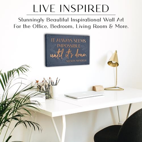 Nelson Mandela Motivational Wall Art – Framed Canvas Poster 10 x 16.5 Inch for Office, Bedroom & Living Room – Inspiration...