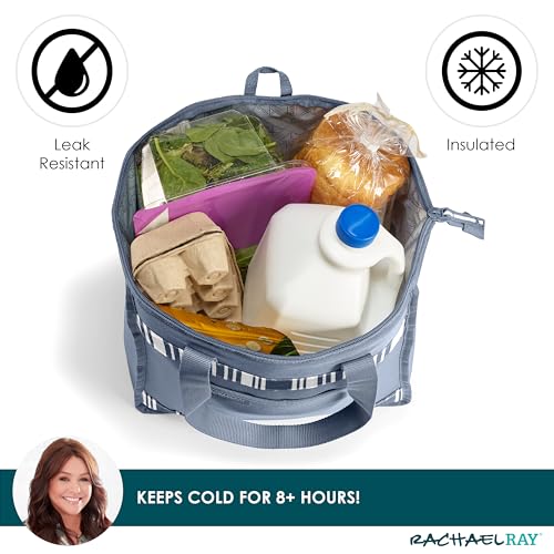 Rachael Ray Chillout Soft Cooler Bag, Large Reusable Insulated Grocery Bag with Zippered Top, Travel Tote for Hot or Cold ...