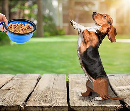 MXZONE 3 Collapsible Silicone Dog Bowl, Foldable Expandable Cup Dish for Small Pet Cat Food Water Feeding Portable Travel ...