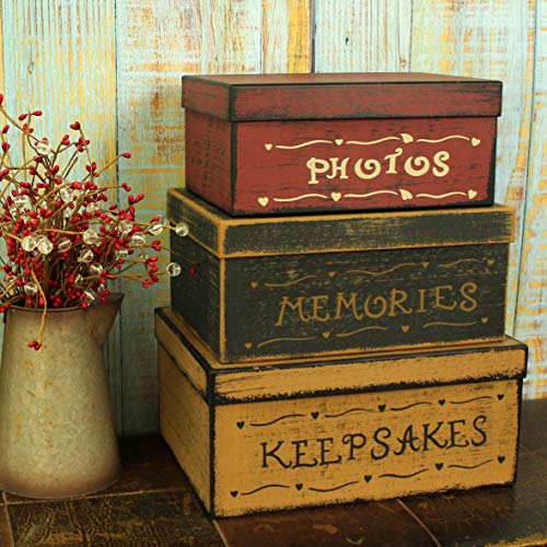CVHOMEDECO. Primitive Vintage Rectangular Photos, Memories, Keepsakes Cardboard Nesting Boxes, Large 12 X 9 X 5-1/2 Inch. ...