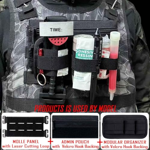 6 Piece Tactical Bag Insert Pack, Modular Elastic Loop Panel Organizers Pouch Insert Attachment with Hook Backed Fastener ...