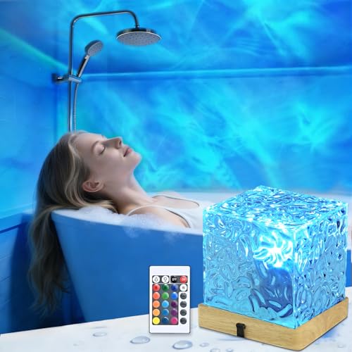 LETOUR Spa Like Shower Lamp,Rechargeable Shower Light 16 Color Changeable Ocean Wave Projector Lamp, Dimmable Waterproof S...