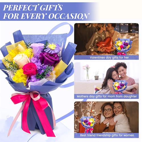 QOEAZY Flowers for Delivery, Preserved Flowers Bouquet with Gift Box, Rose Gifts for Women Mom Grandma