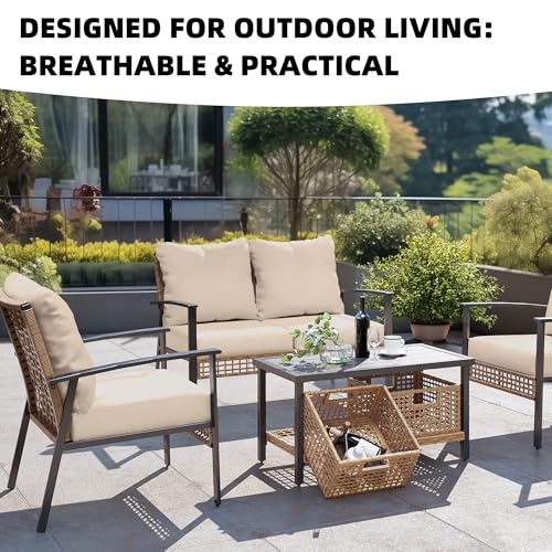 DREAHOTEXTIL 8Pcs Outdoor Cushion Covers, Patio Cushion Covers,Stretch Elastic Slipcovers, Replacement Washable & Reusable...