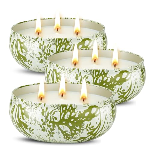 3 x 12oz Citronella Candle Outdoor 3 Wick Soy Wax Citronella Candle Set Jar Candle Up to 240hrs Burning Outdoor Candles Ho...