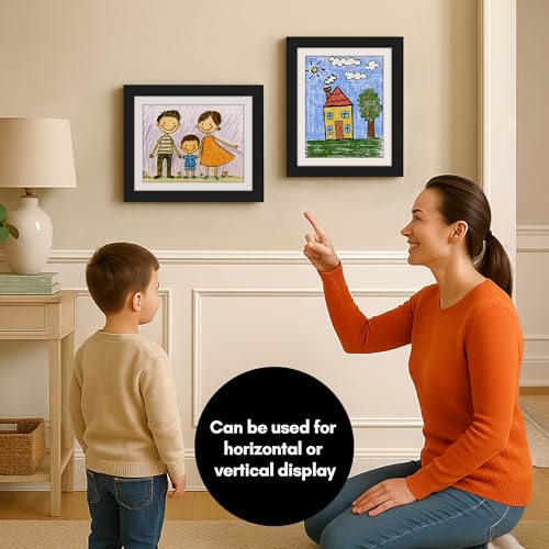 Americanflat Kids Artwork Frame Changeable (Black) - Magnetic Door Holds 100 Art Pieces - 8.5x11 Letter Size Display with ...
