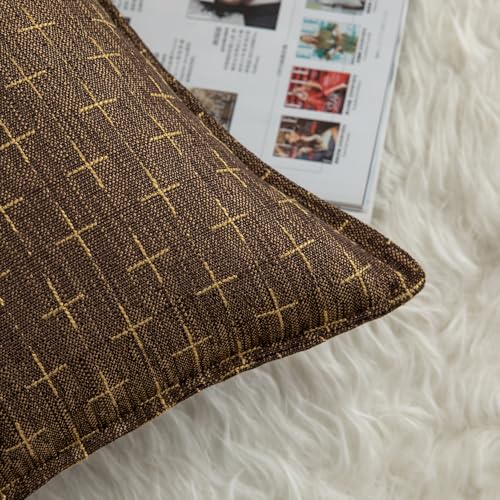 MANDIOO Pack of 2 Burlap Linen Throw Pillow Covers Woven Textured Modern Farmhouse Cushion Covers Pillowcase Decorative Co...