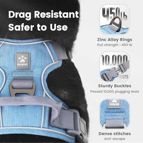 Pawaii No Pull Dog Harness with Pet ID Tag,Reflective Strips No Choke Front O Ring Breathable Mesh Adjustable Soft Padded ...