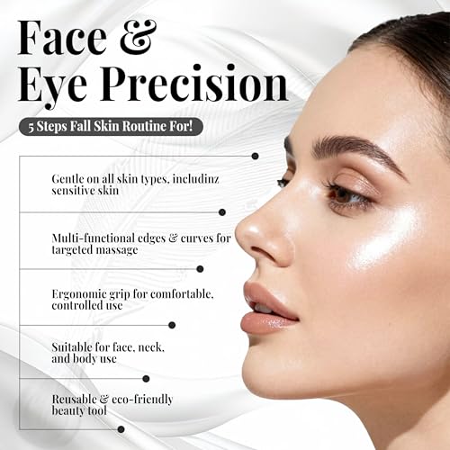 Stainless Steel Gua Sha Tool for Face – Unique Feather-Shaped Facial Massager for Jawline Sculpting, Contouring, De-Puffin...