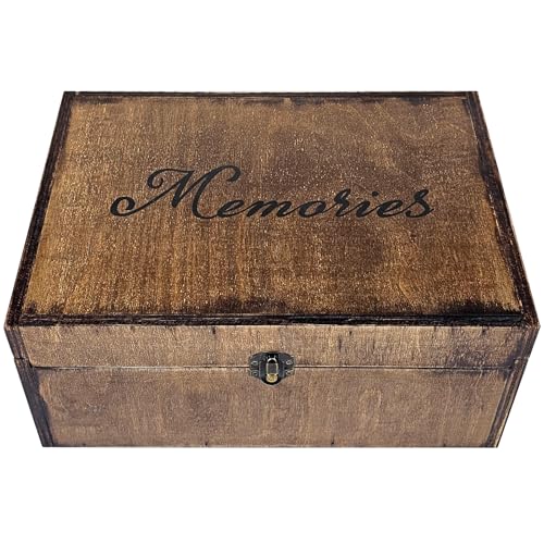 BeeGreeny Large Wooden Memory Box for Keepsakes, Wooden Keepsake Box for Memories, Weddings, Engraved Memory Keepsake Box,...