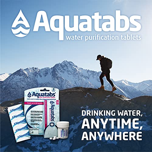 Aquatabs Water Purification Tablets (397mg, 100 Pack). Water Filtration System for Camping, Boating, Emergency Water, Surv...