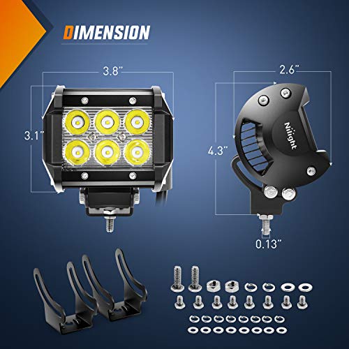 Nilight Led Pods 2Pcs 18W 1260LM Spot Off Road Lights Super Bright Driving Fog Boat Lamp Work Lighting Bar for Trucks Van ...