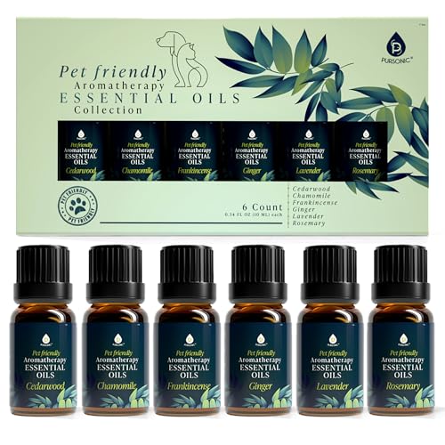 PURSONIC Pet Friendly Aromatherapy Essential Oils Collection, 6-Count - Safe for Dogs and Cats, Natural Relaxation and Str...